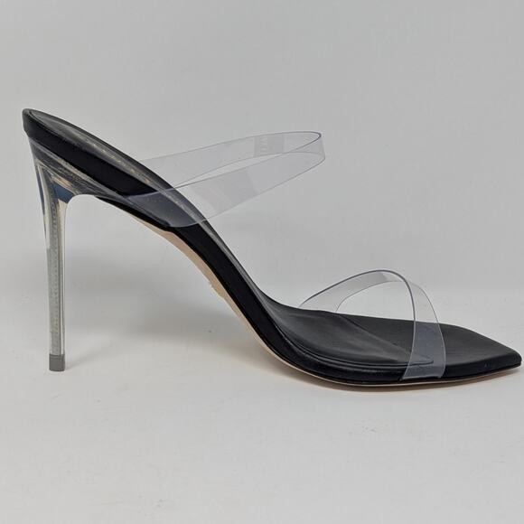 Stuart Weitzman Aleena Lucite PVC Heels Black and Clear Size 7 - Picture 13 of 15